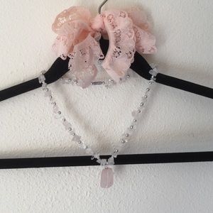 NEW Light Pink Polished Rock and Beads Choker Necklace